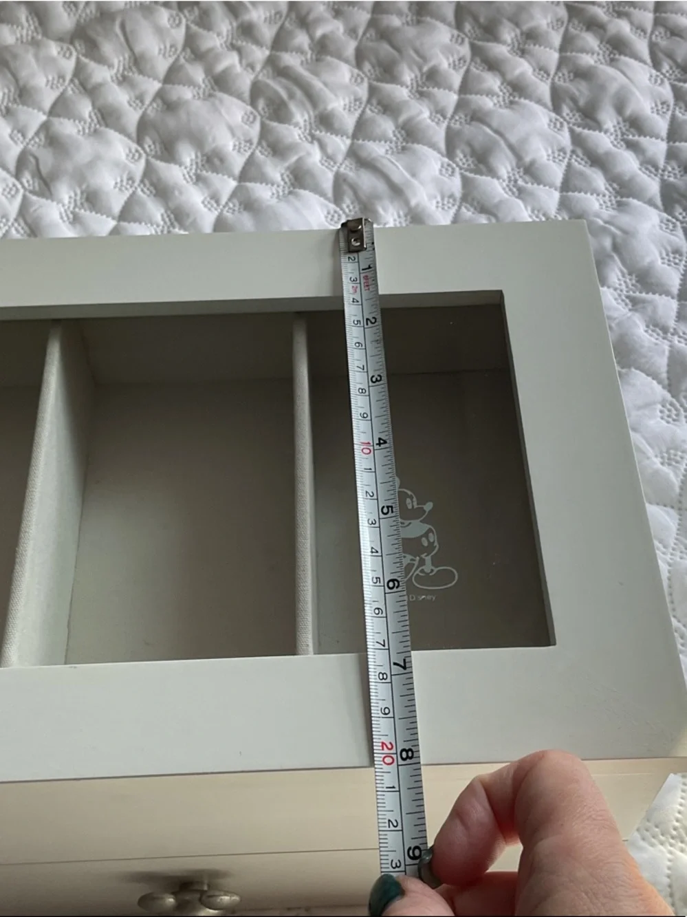 Disney Silver-Gray Jewelry Organizer Box with Mickey Glass Top